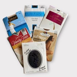 6 Vintage Panty Hoses, Misc Colors, Italy, USA, Canada, China